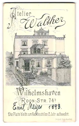 Fotografie Atelier Walther, Wilhelmshaven, Roon-Str. 74, Ansicht Wilhelmshaven, Frontansicht des Ateliersgebäudes