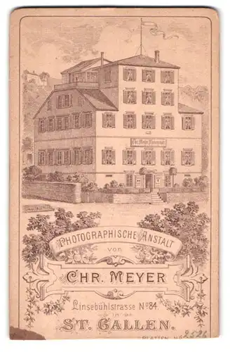 Fotografie Chr. Meyer, St. Gallen, Linsebühlstr. 84, Ansicht St. Gallen, Fotografengebäude von aussen gesehen