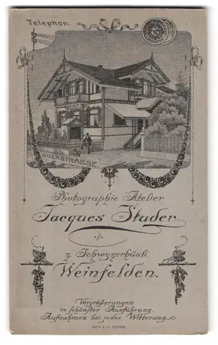 Fotografie Jacques Studer, Weinfelden, Wilerstr., Ansicht Weinfelden, Blick auf das Haus des Fotografenateliers