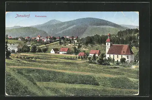 AK Jonsdorf, Panorama des Ortes mit Blick auf die Kirche