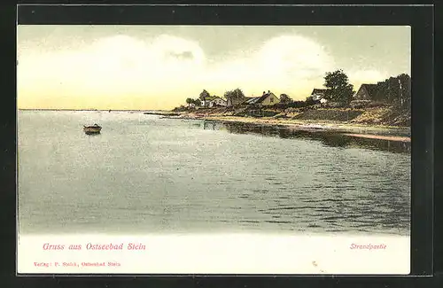 AK Stein i. Schleswig-Holstein, Strandpartie mit einsamen Boot