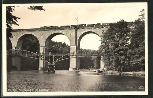 AK Görlitz, Neisseviadukt mit Laufsteg