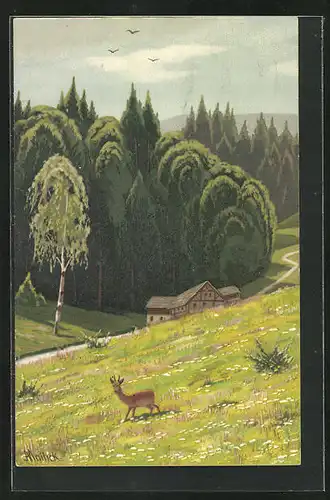 Künstler-AK Alfred Mailick: Bock auf Frühlingswiese