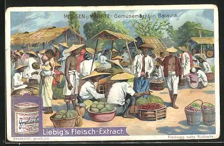 Sammelbild Liebig, Liebig`s Fleisch-Extract, Batavia, Gemüsemarkt in Batavia