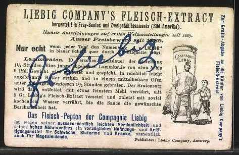 Sammelbild Liebig, Liebig Company`s Fleisch-Extract u. -Pepton, Die Glasindustrie, Fabrikation des Fensterglases