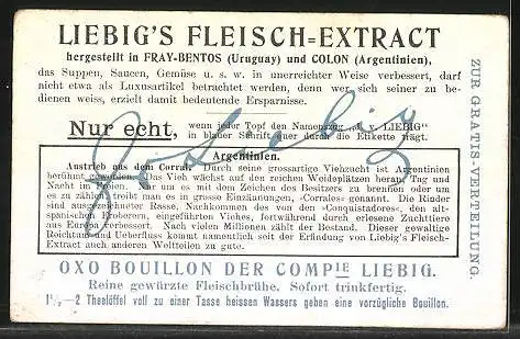 Sammelbild Liebig, Liebig`s Fleisch-Extract, Argentinien, Austrieb aus dem Corral