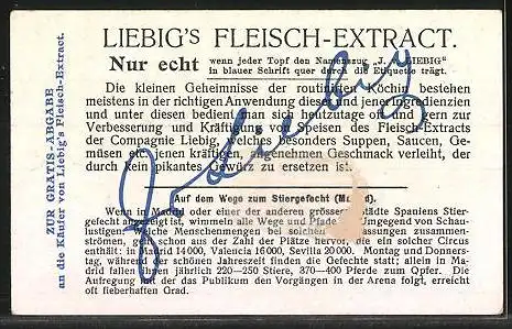 Sammelbild Liebig, Liebig`s Fleisch-Extract, Madrid, Auf dem Wege zum Stiergefecht