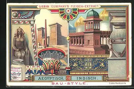 Sammelbild Liebig, Liebig Company`s Fleisch-Extract, Bau-Style, Aegyptisch, Indisch