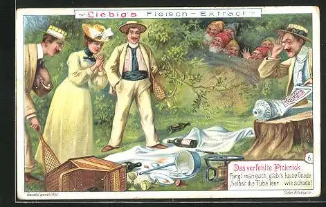 Sammelbild Liebig, Liebigs Fleisch-Extract, Das verfehlte Picknick, Fängt man euch...