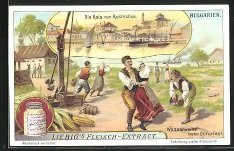 Sammelbild Liebig, Liebigs Fleisch-Extract, Rustschuk, Die Kais, Wasserweihe beim Osterfest
