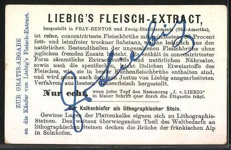 Sammelbild Liebig, Liebigs Fleisch-Extract, Der Stein und seine Verwendung, Der Kalkschiefer