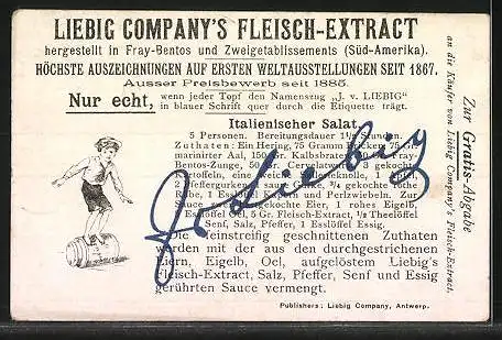 Sammelbild Liebig, Liebig Company`s Fleisch-Extract, Lüneburg, Das Salz, Kochen und Krystallisieren der Soole