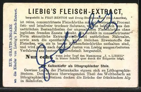 Sammelbild Liebig, Liebig`s Fleisch-Extract, Der Stein und seien Verwendung, Der Kalkschiefer