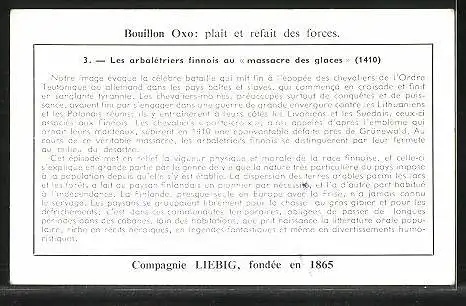 Sammelbild Liebig, Histoire du Finlande, 3. Les arbalétriers finnois au massacre