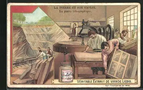 Sammelbild Liebig, La Pierre et son Emploi, La pierre lithographique