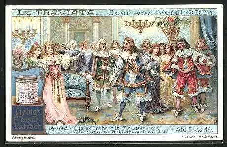 Sammelbild Liebig, La Traviata, Oper von Verdi, 4. Akt. II, Sz. 14