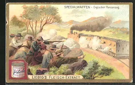 Sammelbild Liebig, Specialwaffen, Englischer Panzerzug