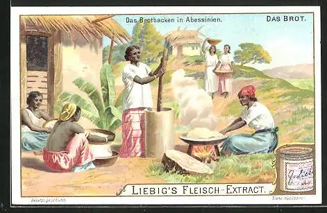 Sammelbild Liebig, Das Brot, Brotbacken in Abessinien