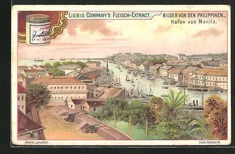 Sammelbild Liebig, Bilder von den Philippinen, Hafen von Manila