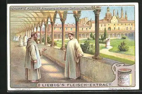 Sammelbild Liebig, Berühmte Klöster, Kreuzgang im Kloster Certosa bei Pavia