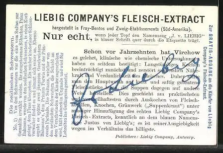 Sammelbild Liebig, Geschichte der zwei neidischen Schwestern, Nr. 1, 1001 Nacht