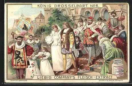 Sammelbild Liebig, König Drosselbart, Nr. 6, Hochzeit