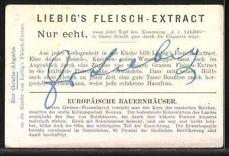 Sammelbild Liebig, Europäische Bauernhäuser, Russland, Grossrussland