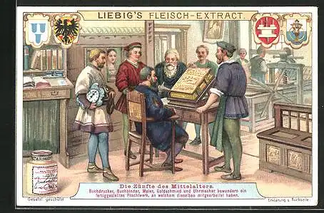 Sammelbild Liebig, Zünfte des Mittelalters, Bewunderung eines fertiggestellten Prachtwerks