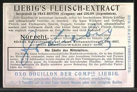 Sammelbild Liebig, Zünfte des Mittelalters, Bewunderung eines fertiggestellten Prachtwerks