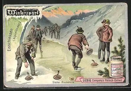 Sammelbild Liebig, Liebig Company`s Fleisch-Extract, Wintersport, Eisschiessen Alpenländer