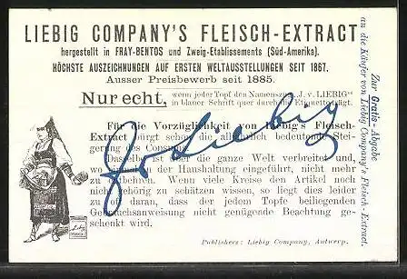 Sammelbild Liebig, Liebig Company`s Fleisch-Extract u.- Pepton, Ehefrau bei den Eskimos, Blumenmädchen aus Florenz