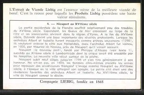 Sammelbild Liebig, L`Histoire de nos Provinces, Flandre Occidentale, Nieuport au XVIIème siècle