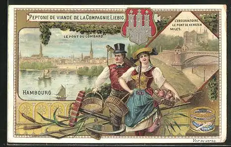 Sammelbild Liebig, Hambourg, Le Pont du Lombard, L`Observatoire, Le Pont de Kersten, Miles