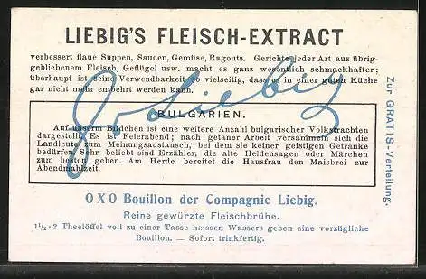 Sammelbild Liebig, Liebig`s Fleisch-Extract, Seltsi, Dreschtennen, Feierabend