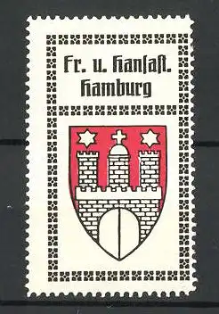Reklamemarke Hamburg, Fr. und Hansast. Hamburg, Stadtwappen