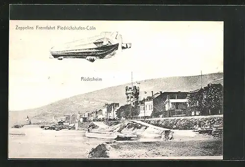 AK Rüdesheim, Zeppelin über der Stadt