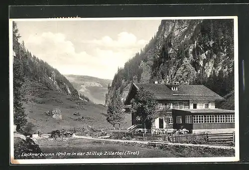 AK Mayrhofen-Lacknerbrunn /Zillertal, Krölls Gasthof am Eingang zum Stilluptal