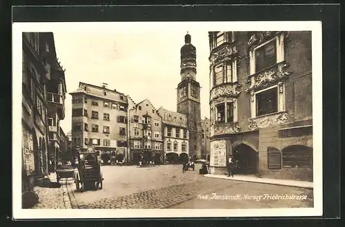 AK Innsbruck, Herzog Friedrichstasse mit Uhrturm