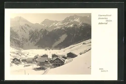 AK Hintertux /Zillertal, Thermalbad in verschneiter Bergkulisse