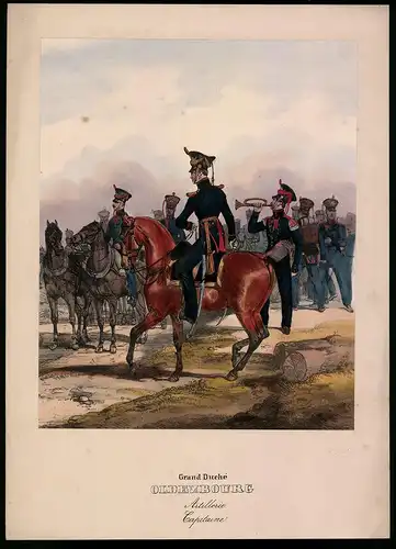 Lithographie Grand Duché Oldenbourg, Artillerie, altkoloriert, montiert, aus Eckert & Monten um 1840 Vorzugsausgabe