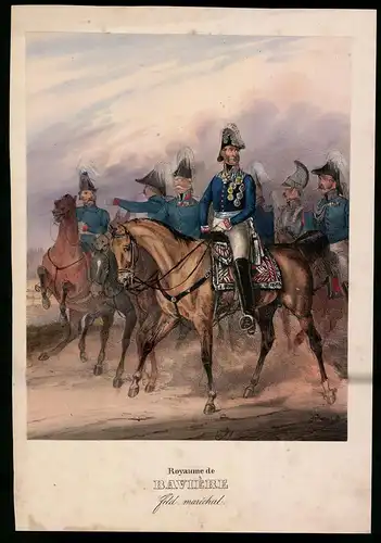 Lithographie Royaume de Bavière, Feld-maréchal, altkoloriert, montiert, aus Eckert & Monten um 1840 Vorzugsausgabe