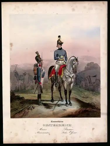 Lithographie Kaisertum Österreich, Mineur, altkoloriert, montiert, aus Eckert & Monten um 1840 Vorzugsausgabe, 35 x 26cm