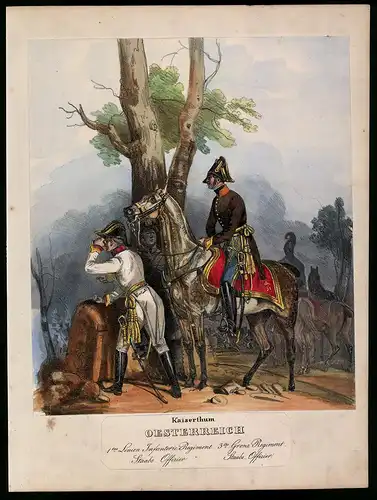 Lithographie Kaisertum Österreich, altkoloriert, montiert, aus Eckert & Monten um 1840 Vorzugsausgabe, 35 x 26cm