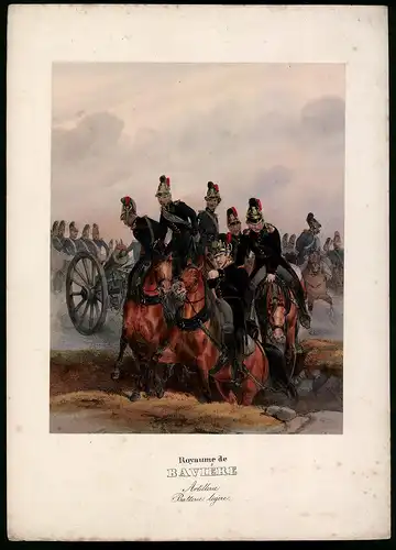 Lithographie Royaume de Bavière, Artillerie, altkoloriert, montiert, aus Eckert & Monten um 1840 Vorzugsausgabe