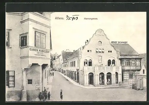 AK Aflenz, Herrengasse mit Hotel Eugen Kubiczek und Geschäft