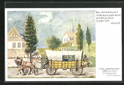 Künstler-AK Die Gelbe Kutsche 1809, nach einem Originalaquarell von F. Zumpe