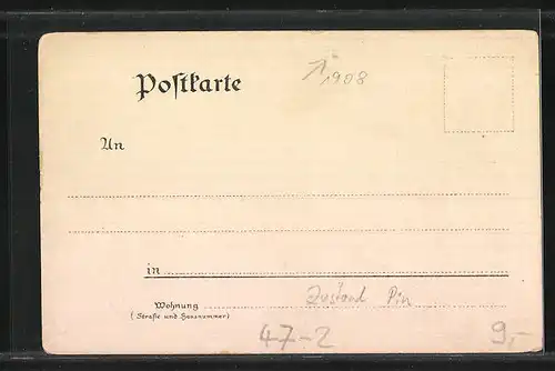 Künstler-AK Vivat Prima, Gruss vom Primaner-Commers 1908, Studentenwappen