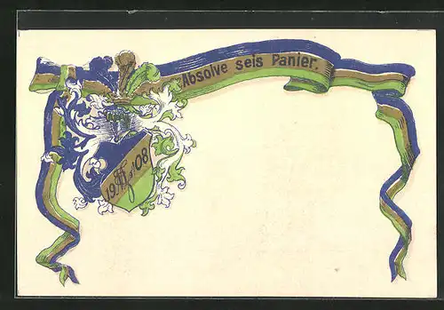 Künstler-AK Studentenwappen, Absolve seis Panier 1908