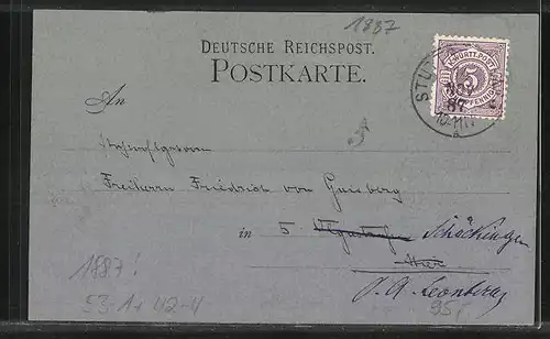 Vorläufer-Künstler-AK Einladung zur Jagd aus dem Jahre 1887, Rebhühner im Unterholz
