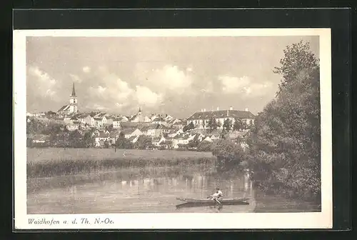 AK Waidhofen an der Thaya, Blick vom Fluss zur Stadt